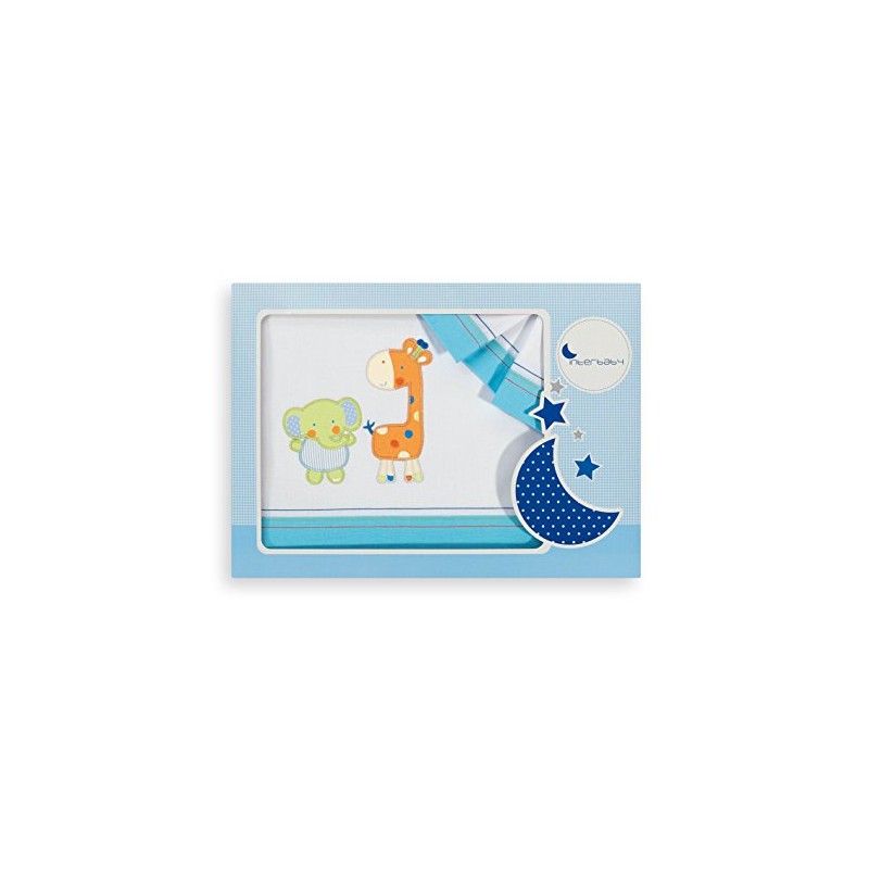 INTER BABY 04043-30 berço conjunto de cama - Girafa MOD elefante, 3-piece, turquesa