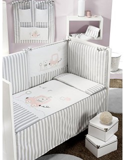 INTERBABY, Queen Bed Set, incl. Edredom, Pára-choques e travesseiros, 70 x 140 cm, 3 pcs, Rose (Rosa)