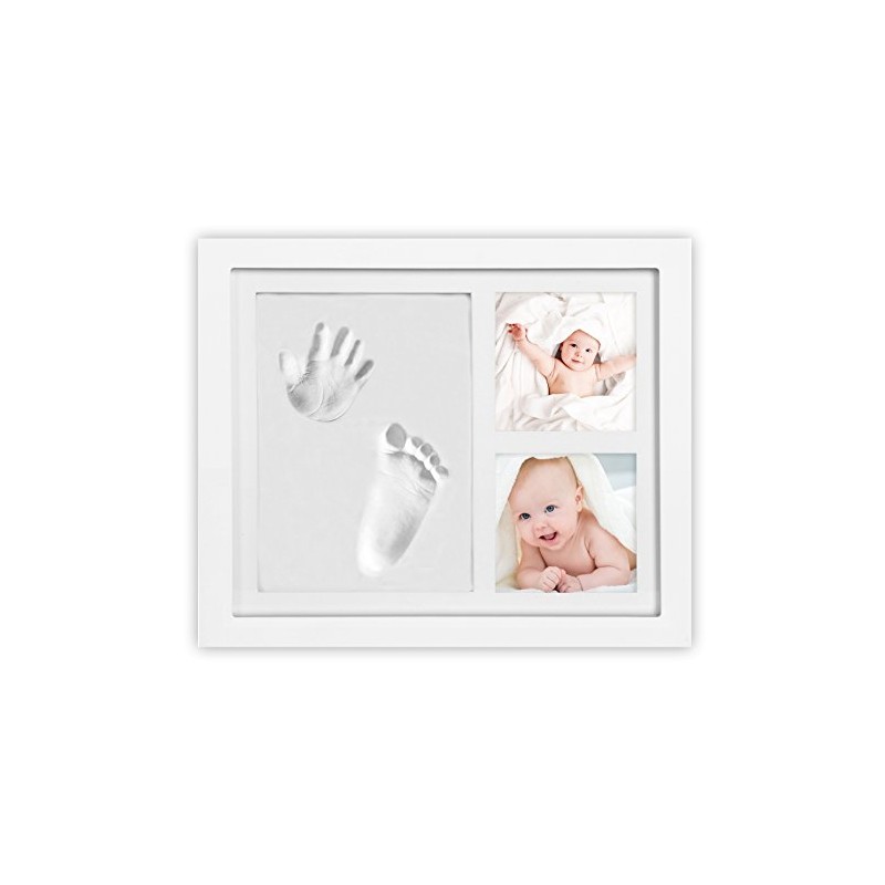 WesKimed bebé Handprint y Marco de huella Inkpad de fotos Regalos Babyparty seguros y elegantes Elegante blanco de madera sólida para recién nacidos/bebé Regalos 