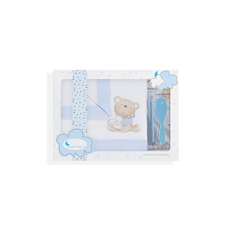 Cradle Love You Sheets + Pente e Pincel Branco Azul
