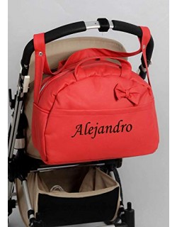 Danielstore- Saco de carrinho de bebê acolchoado personalizado com nome bordado. Vermelho