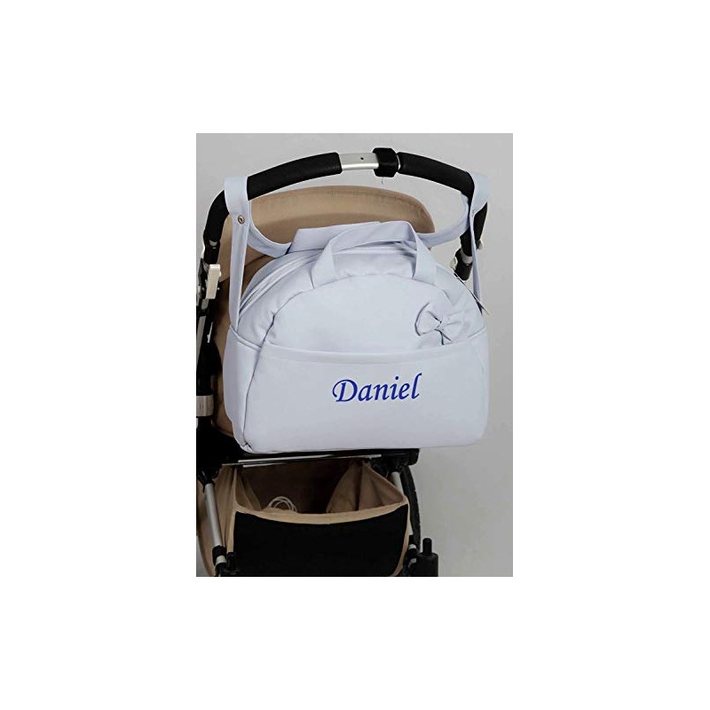 Danielstore- Saco de carrinho de bebê acolchoado personalizado com nome bordado. Azul