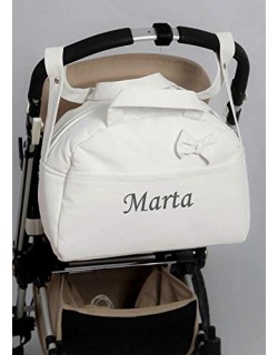 Danielstore- Saco de carrinho de bebê acolchoado personalizado com nome bordado. Branco
