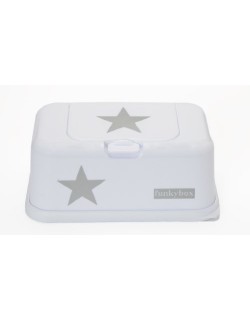 Funky Box FB09- Caixa para lenços umedecidos com design de estrela, 21 x 13 x 9 cm, branco
