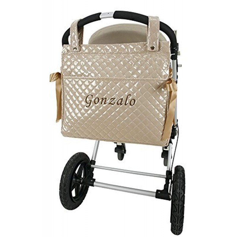 Bolso carrito bebé Talega Lactancia Personalizada Plastificada para carro  bebe con nombre bordado- Color camel