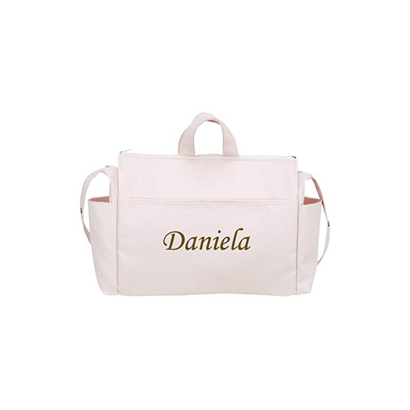 Danielstore- Custom Talega Bag com nome bordado de Cadeira de Passeio de Couro. Rosa