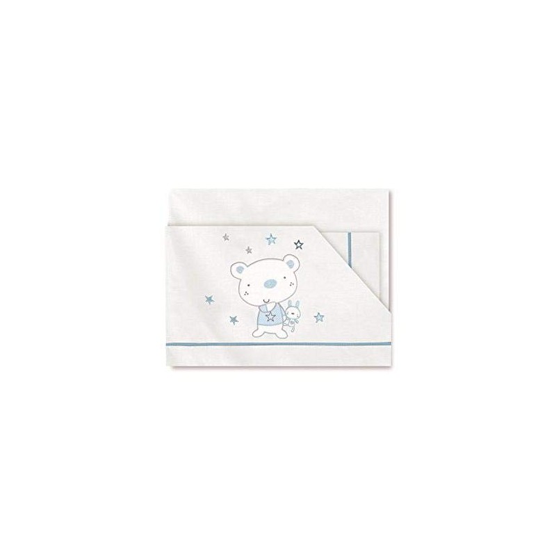 Pirulos 00113013 - Sábanas, diseño osito star, 50 x 80 cm, color blanco y azul
