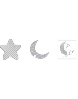 Pirulos 16213219 - Apliques bordados, diseño luna, 32 x 90 cm, color blanco y gris