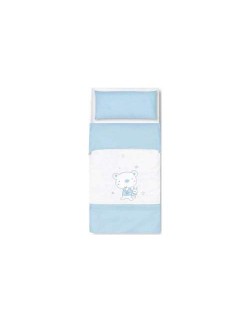 Pirulos 34013013 - Saco nórdico, design de urso estrela, algodão, 72 x 142 cm, branco e azul
