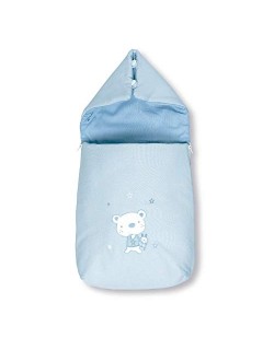 Pirulos 37013013 - Saco recém-nascido, design de urso estrela, algodão, 37 x 75 x 5 cm, branco e azul
