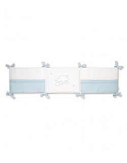 Pirulos 43013013 - Protetor para berço, algodão, 38 x 178 x 3 cm, branco e azul