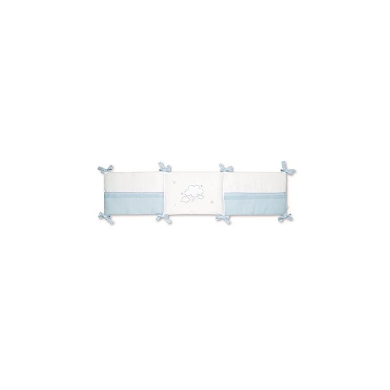 Pirulos 43013013 - Protector para cuna, algodón, 38 x 178 x 3 cm, color blanco y azul