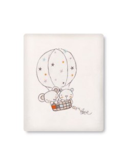 Pirulos 85311610 - Manta microlinha 120 x 155, design de balão, branco e linho