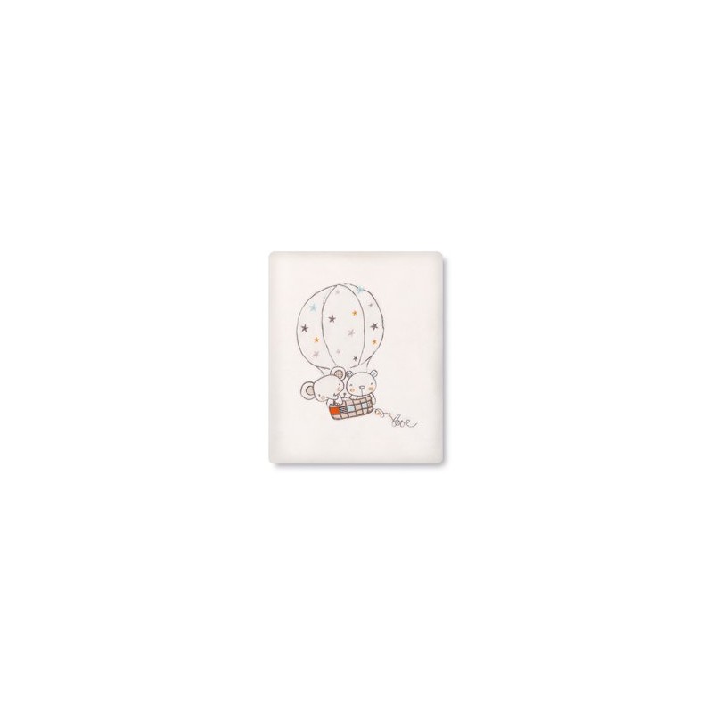 Pirulos 85311610 - Manta microlina 120 x 155, diseño globo, color blanco y lino