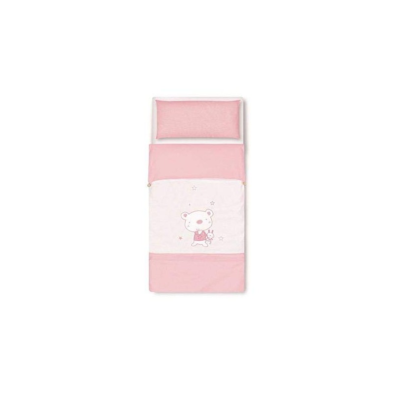 Pirulos 34013014 - Saco nórdico, diseño osito star, algodón, 72 x 142 cm, color blanco y rosa