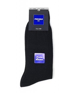 Pocholo - Pack x 2 PARES Socks Wool Man Pocholo Cotton -COLOR BLACK SIZE U (39-45 )