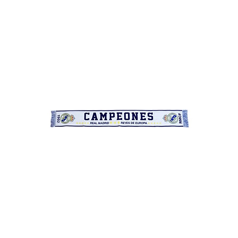 Bufanda Telar Campeones Real Madrid - Producto Licenciado - Medidas 140 x 20 cm. - 100% Acrilico