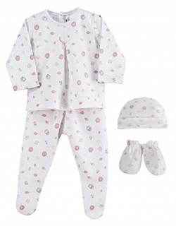 Conjunto de presentes de nascimento danielstore. Composto por: Chapéu, luvas, camiseta de manga comprida e legging.