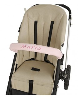 Capa da barra de cadeira de passeio personalizada com tecido de couro bordado (comprimento 60 cm)...