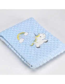 Cobertor bebê volvoreta unicórnio 80x110cm (Azul)