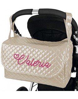 Bolso Carrito Bebé Plastificado  personalizado con nombre bordado  Color arena