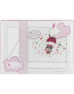 Sabanas Minicuna invierno Coralina  50 X 80 - (bajera+encimera+funda almohada).Paracaidas rosa