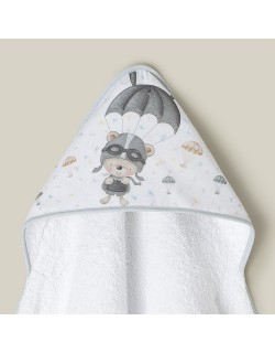 Toalla Capa de baño Bebe Personalizada con nombre bordado Animalitos gris  Danielstore