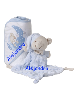 copy of Toalha Camada de Banho Bebê Personalizado com Nome Bordado - Branco-Azul-Danielstore
