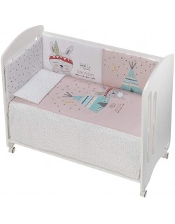 Edredón Cuna y Chichonera  Modelo Tipi Oso rosa Interbaby