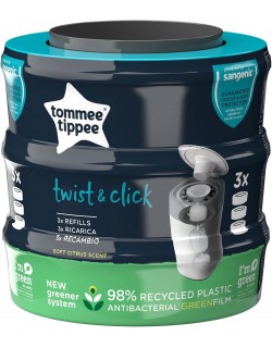 Tommee Tippee Sangenic Recambios PAck 3 & Click, paquete de 3