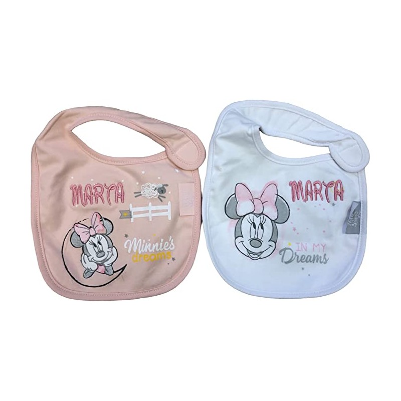 DANIELSTORE Baberos Personalizados Para Bebé Recién Nacido con el Nombre  Bordado Rosa y Blanco