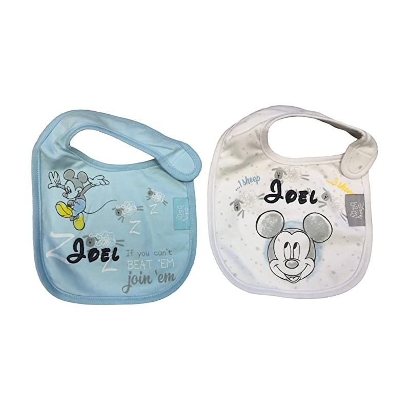 DANIELSTORE Baberos Personalizados Para Bebé Recién Nacido con el Nombre  Bordado Color Azul y Blanco