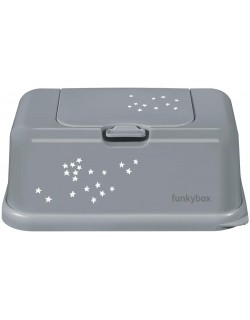 Funky Box FB35- Cajita para toallitas húmedas  con diseño estrellas, 21 x 13 x 9 cm, color gris