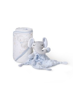Toalla Capa de baño Bebe Personalizada con nombre bordado + dou dou elefante blanco azul Danielstore