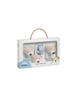 Interbaby Calcetines y Sonajeros para Bebés Sonajero Toys con buscador de Muñeca y Pie Oso azul