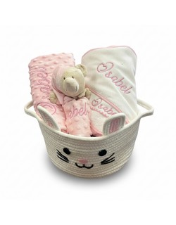 Canastilla Bebé Personalizada Cesta Regalo Recién Nacido Incluye Manta + Dou Dou Pack Gasas Set...