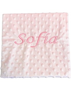 Cobertor bordado personalizado, carrinho de bebê -carry (1,10 x 0,80 cm) rosa