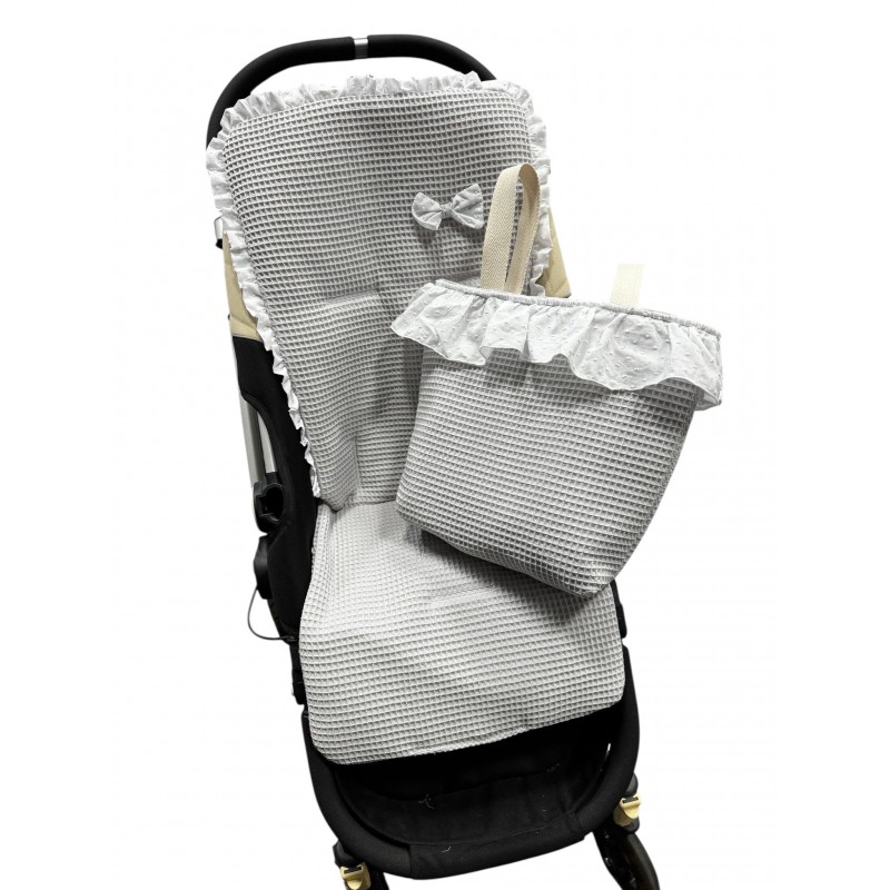 Pack de colchoneta recta y talega a juego para silla de paseo, modelo WAFLE, con medida de 80 x 42 cm.